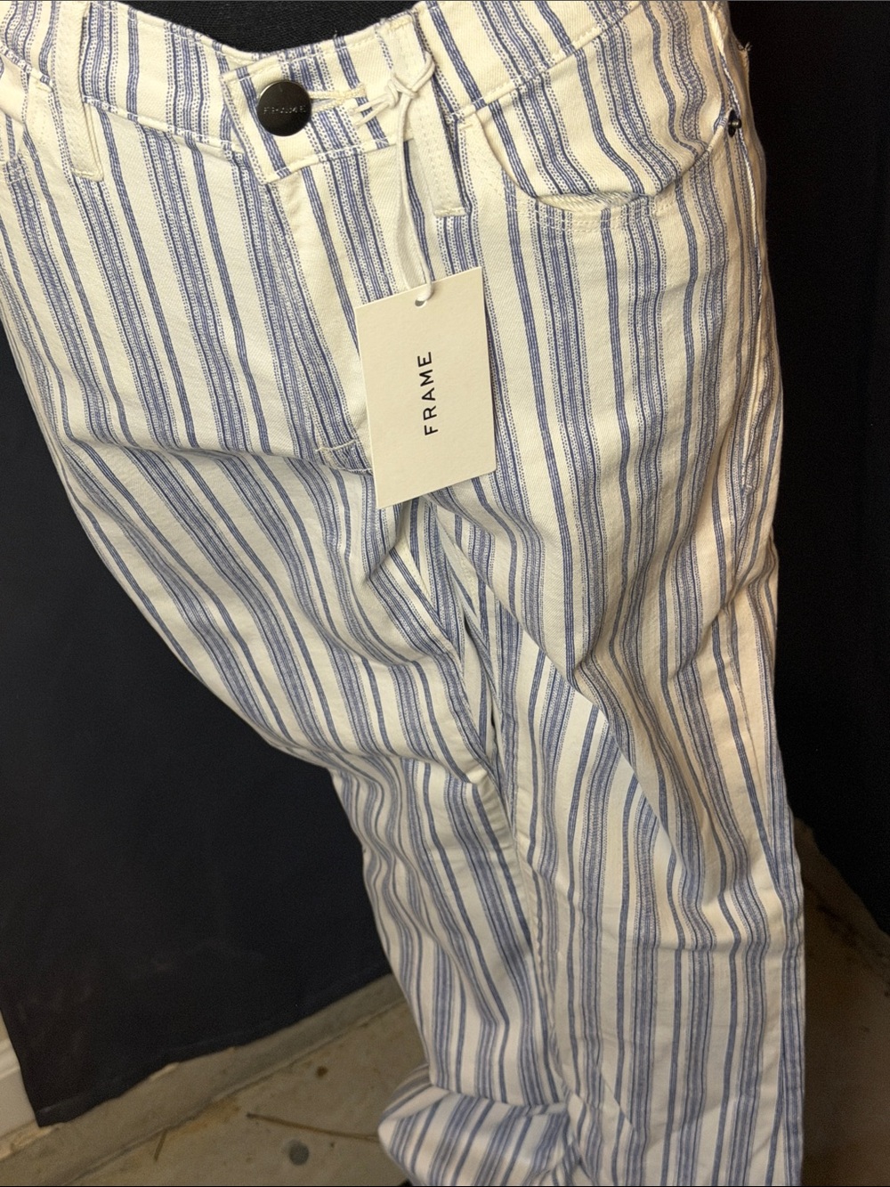 FRAME Blue & White Striped denim Pants